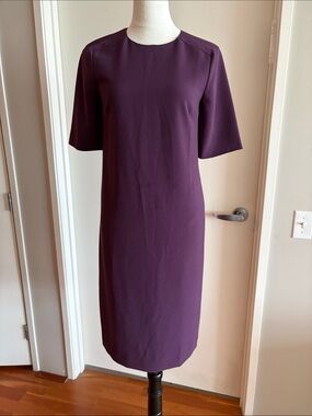 Tory Burch Plum Purple Crepe Midi Sheath Dress Size 2 Elegant Lined
